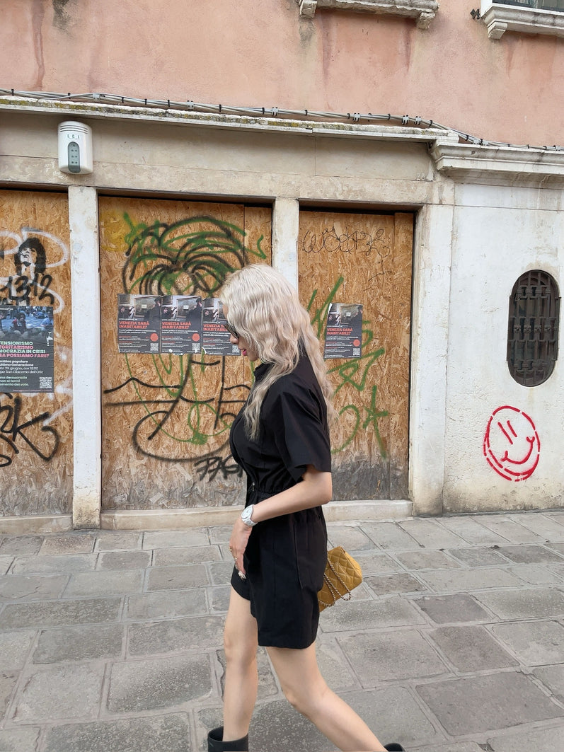 UNACHI Original jumpsuit【Black, Ivory】