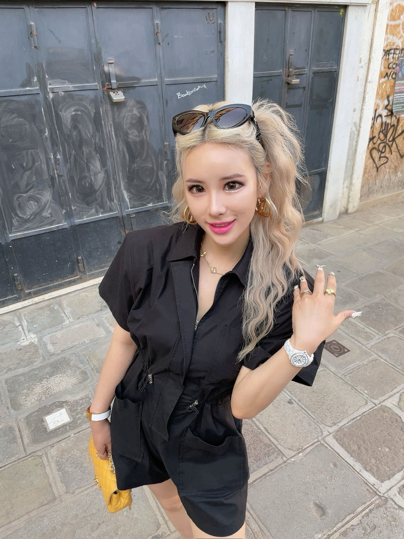 UNACHI Original jumpsuit【Black, Ivory】