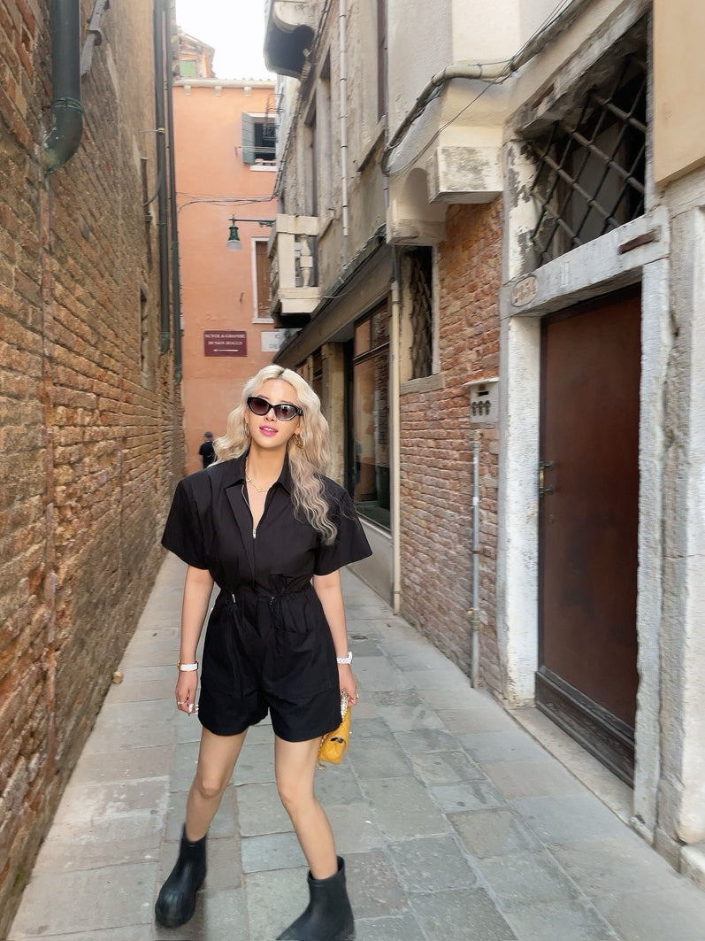UNACHI Original jumpsuit【Black, Ivory】