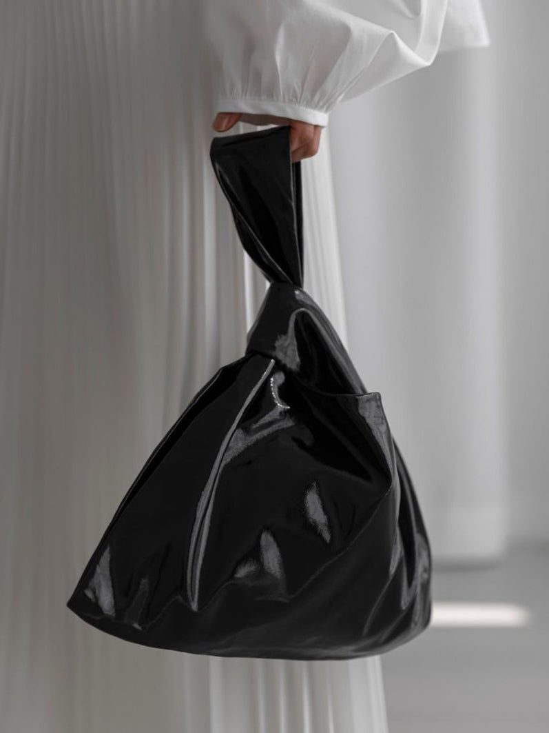 Cotton Patent Leather Tote Bag【Black】