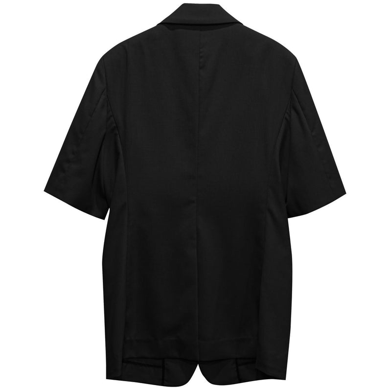 Short-Sleeved Belted Blazer【Black, White】